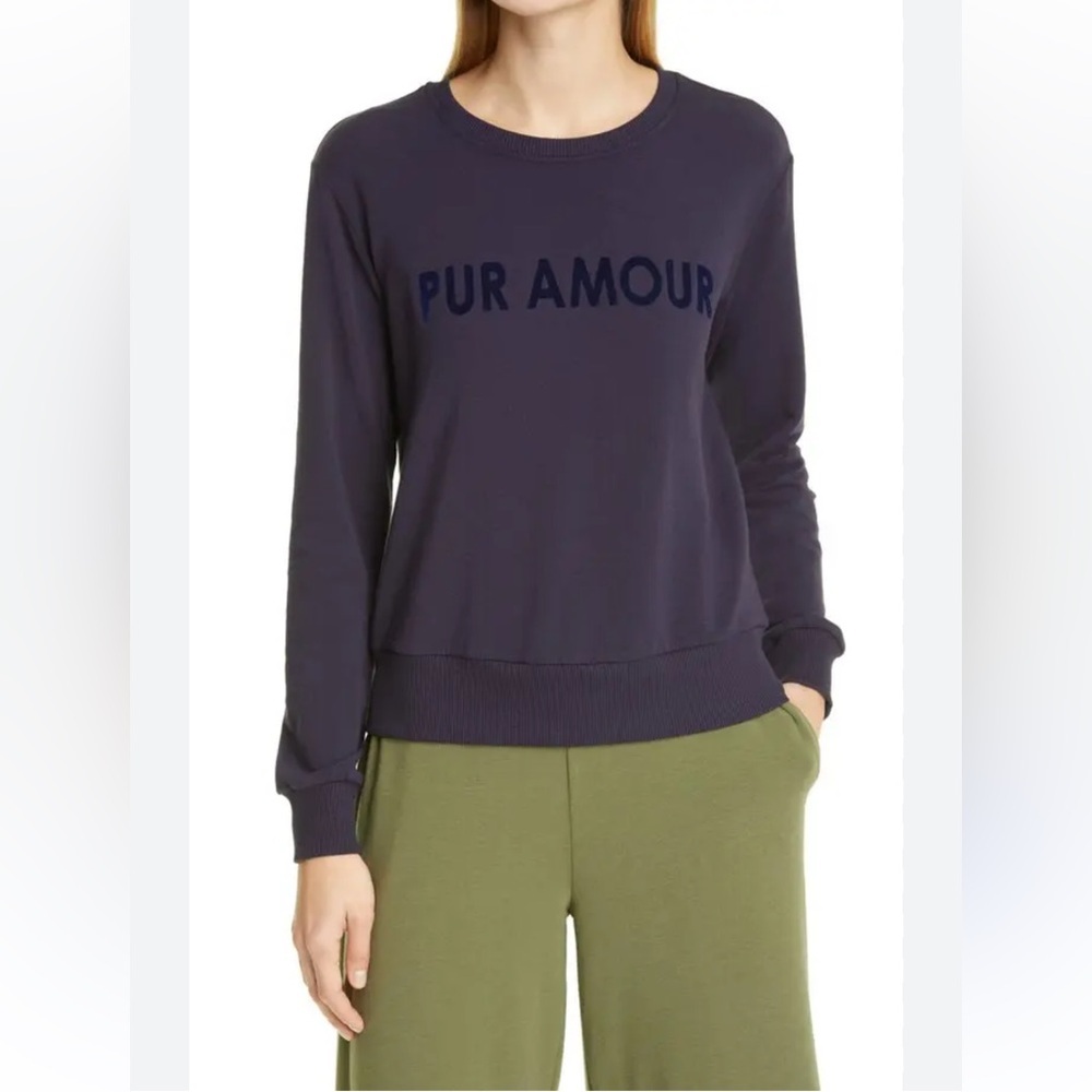 L’Agence Pur Amour small midnight blue soft sweatshirt.